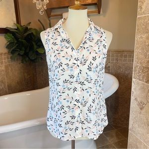 NWT banana Republic floral collared button down tank top size xs